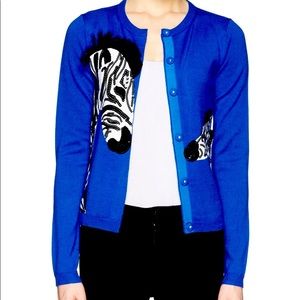 Leo Zebra Appliqué Sequin Cardigan